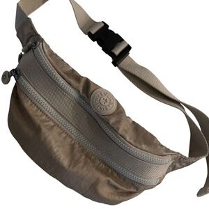 Kipling Metallic Champagne Gold Nylon Fanny Pack Waist Bag Adjustable Strap